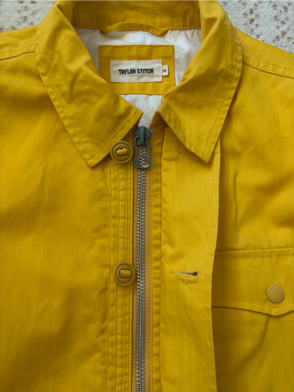 Taylor Stitch Watts Chore Utility Rugged Outdoor Waxed Jacket Canary Size 40/M - Picture 10 of 16